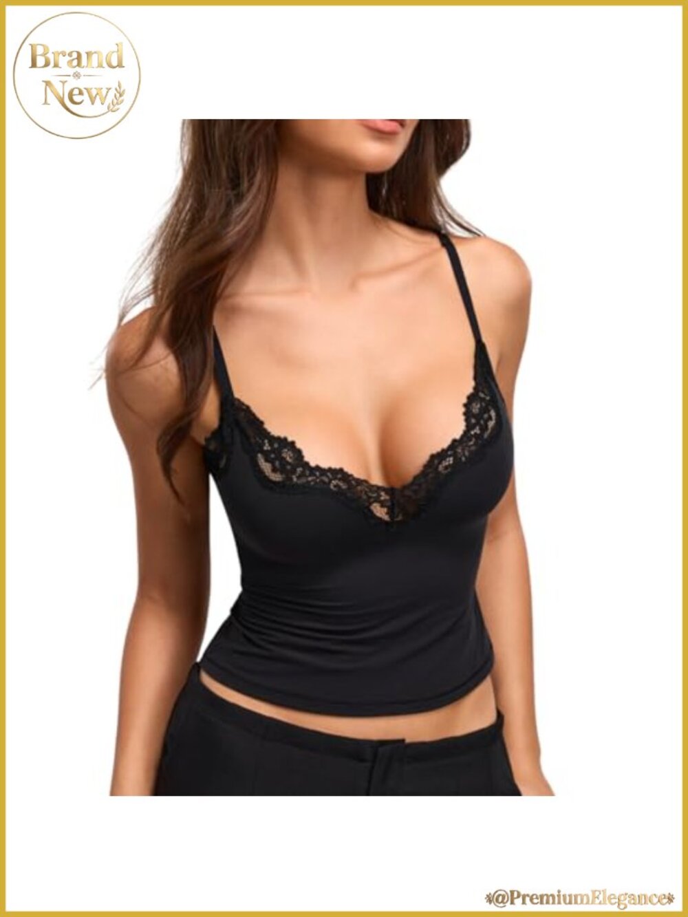 Women's V-Neck Lace Cami Sleeveless Adjustable Straps